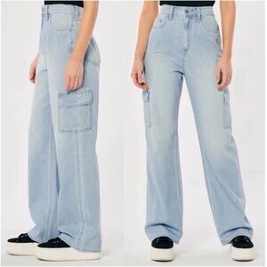 Hollister Highest-Rise Vintage Baggy Cargo Jeans 26 Long hemmed to 31” inseam